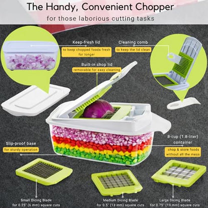 Brieftons QuickPush 8-Cup Push-Down Manual Vegetable Chopper & Food Dicer
