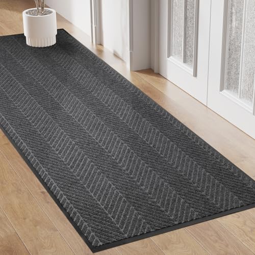 Front Door Mat Indoor Outdoor Entrance, 4' x 6' Heavy Duty Doormat Entryway - color: Dark Grey, size: 4' x 6' (Rectangular)