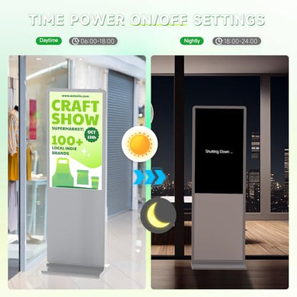 Touch Screen Digital Kiosk, 43 Inch Interactive Digital Signage Display for Retail, Mall, Office Lobby, Events, Advertising Board with Built-in Media Player