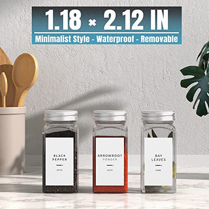 Neatsure 400 Minimalist Spice Labels, Preprinted Stickers Booklet, Black Text on White Waterproof Matte Backing, Herb Seasoning Spice Jars Rack Organization System - style: Spice Labels