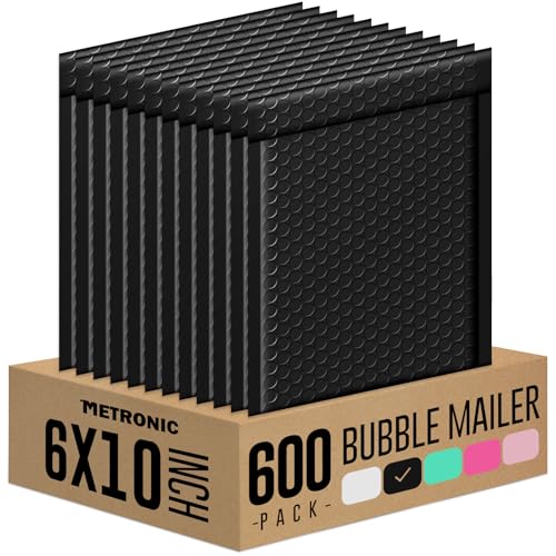 Metronic Bubble Mailers 6x10 Inch 600 Pack Black Waterproof Bubble Mailer - color: Black, size: 6x10" 600PC