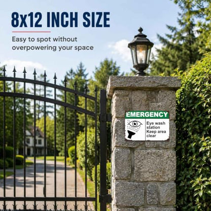 Emergency Eye Wash Station Keep Area Clear Metal Sign 8 x 12 Inch
