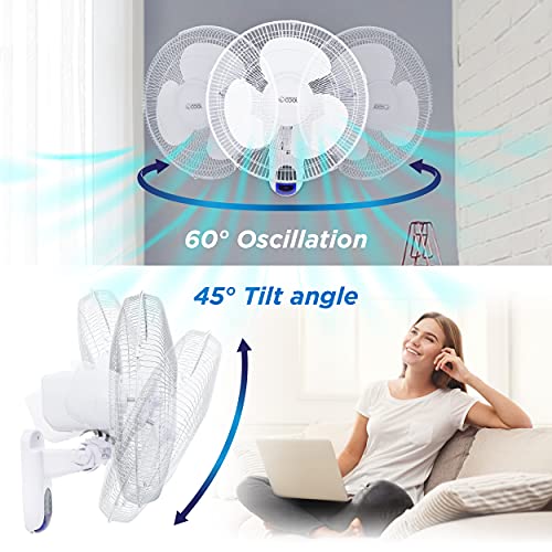 Commercial Cool 16 inch Wall Fan with Remote, White (CCFWR16W) - size: 16 Inch White Wall Fan