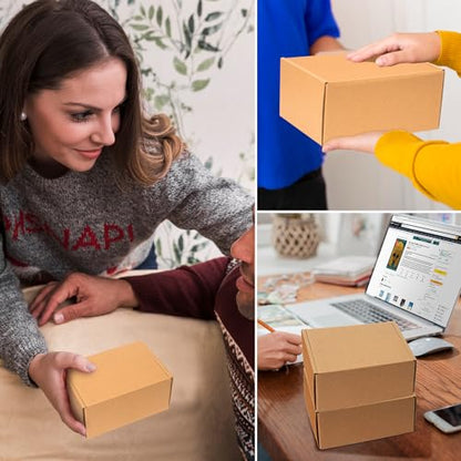 Shipping Boxes 6x4x3 inches Set of 25, Small Mailing Boxes Brown Cardboard Corrugated Mailer Boxes for Mailing Small Business Packing Gifts - size: 6 x 4 x 3 in