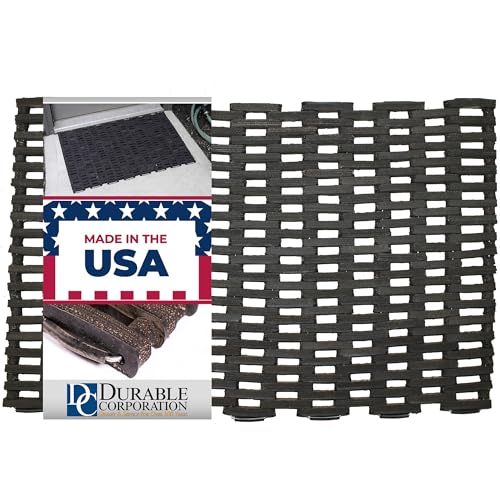 Durable Corporation Durite Outdoor Entrance Mat, Recycled Rubber Tire-Link Doormat, Heavy Duty Straight Weave Drainage Mat, Black, 24" x 36" - size: 36"L x 24"W x 0.6"Th