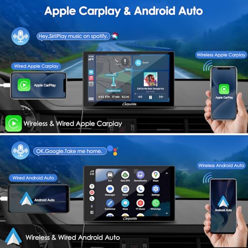 CARPURIDE 9 Inch Carplay Screen for Car, Compatible with Wireless/Wired - size: 9 inch