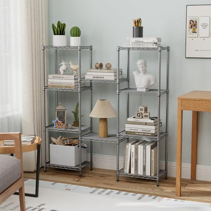 Golpart 5Tier Adjustable Storage Shelves Metal Wire Shelving Standing Shelf - color: Grey, size: 5-tier-10"Dx16"Wx55"H