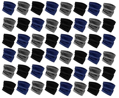 48 Pack Winter Scarves, Warm Winter Fleece Scarf Bulk Wholesale Donation Unisex Men Women - color: Assorted Fleece Neck Warmers (Gaiters)
