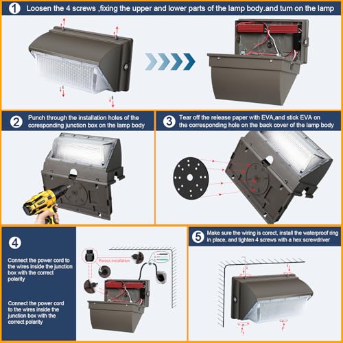 LED Wall Pack Lights Outdoor Dusk to Dawn Photocell 800W Eqv Bright 18000LM LED Exterior Buildings Security Lighting 5000K 120W LED Flood Wall Light 100V-277V IP65 Waterproof for Yard 6 Pack - size: Large/120/with photocell-6Pack