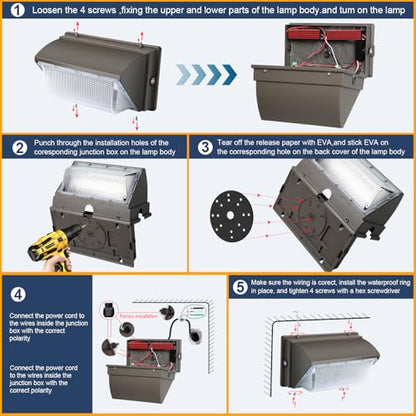 LED Wall Pack Lights Outdoor Dusk to Dawn Photocell 800W Eqv Bright 18000LM LED Exterior Buildings Security Lighting 5000K 120W LED Flood Wall Light 100V-277V IP65 Waterproof for Yard 6 Pack - size: Large/120/with photocell-6Pack