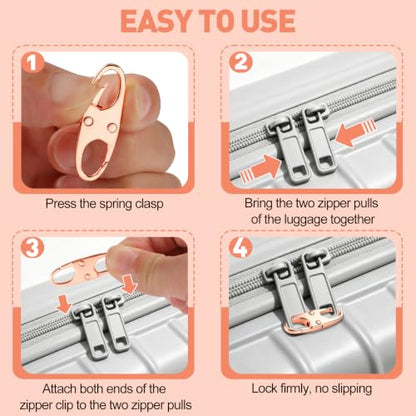 AgePlace 6 Pack Zipper Clips Anti Theft, Double Opening Zipper Lock for Backpacks & Luggage, Zinc Alloy Zipper Pull Replacement, Small Carabiner Clip for Purses, Crossbody Bags & Travel Essentials - color: Rose Gold