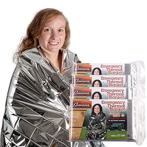 Grizzly Gear Emergency Mylar Thermal Blankets (4 Pack) Survival Kit - size: 4-Pack