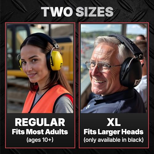 DECIBEL DEFENSE Ear Protection, 37 dB NRR Ear Muffs (SAFETY YELLOW) - color: Yellow, size: Regular