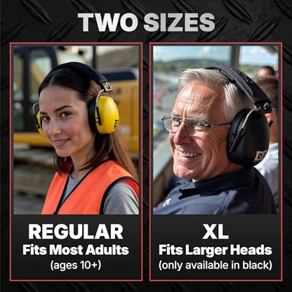 DECIBEL DEFENSE Ear Protection, 37 dB NRR Ear Muffs (SAFETY YELLOW) - color: Yellow, size: Regular