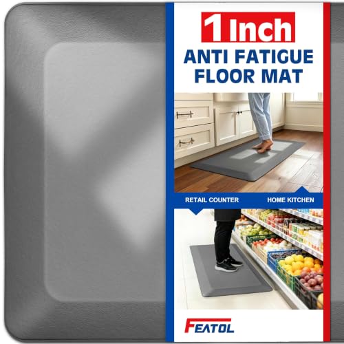 FEATOL 1 Inch Extra Thick Anti-Fatigue Mat for Standing Desk & Kitchen - color: Grey, size: 39"L x 20"W x 1"Th