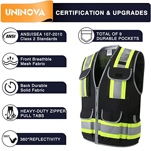 Surveyor Safety Vest, Reflective High Visibility Vests for Men - color: Black, size: X-Large