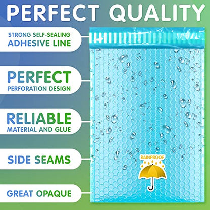 Poly Bubble Mailers, 10,5 x 16 Inch Light Blue Padded Mailers, Self Seal Shipping Envelopes, Lightweight Poly Mailer Bags, Waterproof Mailing Bags, Pack of 200 - color: Light Blue, size: 10,5" x 16" / 200 Pack