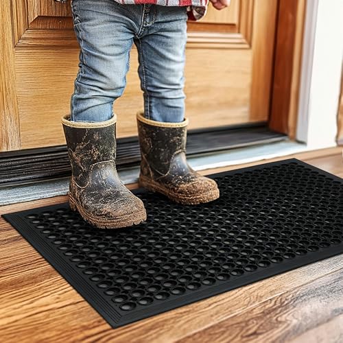 Anti Fatigue Rubber Mat - 2 Pack 17x30 inches Entryway Doormat - size: 2 Pack - 17 x 30 Inches