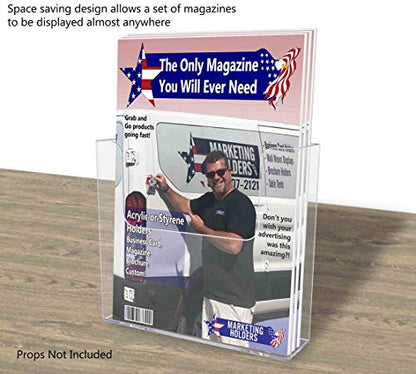 Marketing Holders Hanging Brochure Holder with Hardware for 7.5" Wide Printed Materials and Graphics Wall Mount Bin for Flyers and Oversized Postcards Clear Acrylic Rack for Offices and Libraries - size: 7.5"W Wall Mount