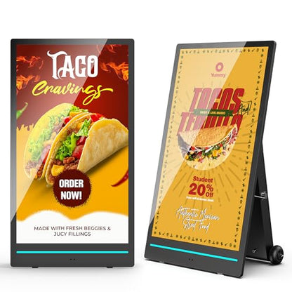55" Outdoor Digital Signage Display, 2K 2000 Nits IP65 Commercial Totem, Rechargeable Digital LCD Advertising Kiosks, Auto Brightness Adjustment, Impact Resistant Screen for Restaurant/Store - size: 55 Inch Outdoor