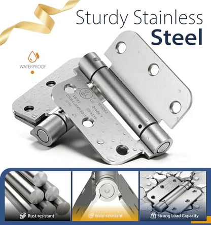 6-Pack 3.5 Inch Self Closing Door Hinges,5/8" Radius Corners,Brushed Nickel - size: 3.5"-6 Pack-5/8" Corner