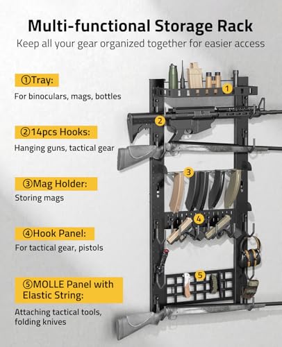 CVLIFE Gun Rack for Wall, Gun Rack Wall Mount with Shelf & Accessory Panel - style: Multi-Layer Gun Rack