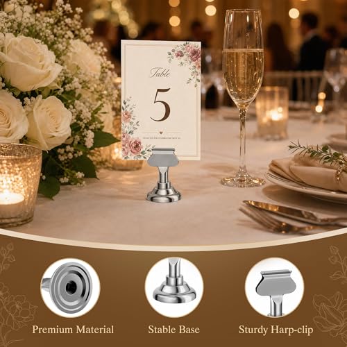 ERYTLLY 36 PK Place Card Holders 1.7 inches Table Card Holder Steel Card Holders for Weddings,Birthdays,Photos, Memo Notes, Restaurants (Silver 36PK) - color: Silver 36PK