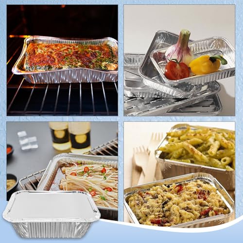 iHomeSet 100 Pack 1 lb Aluminum Foil Pans with Paper Lids - size: 1 lb (Pack of 100), style: Tin Pans with Paper Lids