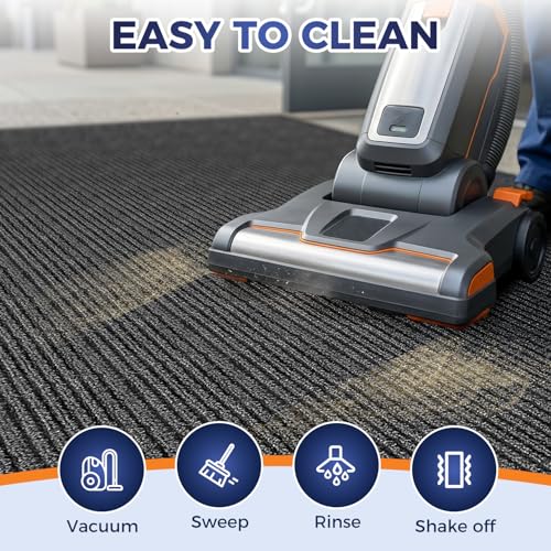 Commercial Floor Mat, 4 x 5 FT Extra Large Door Mat, Indoor/Outdoor Entrance Mat, Commercial Rug with Water & Stain Proof, Easy to Clean, Low-Profile, Heavy Duty Rubber Mat, Charcoal Grey - size: 4 x 5 Feet