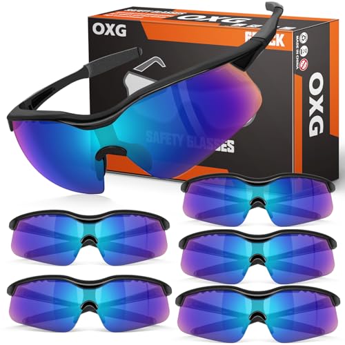 OXG 6 Pack Tinted Safety Glasses for Men Women, ANSI Z87.1 Eye Protection - color: Green