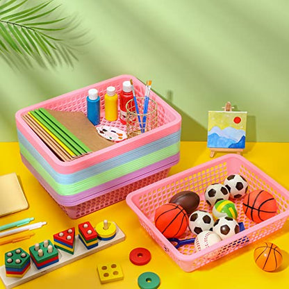 Zhehao 24 Pcs Paper Organizer Basket Bulk Classroom Mesh Bins, Colorful - color: Colorful