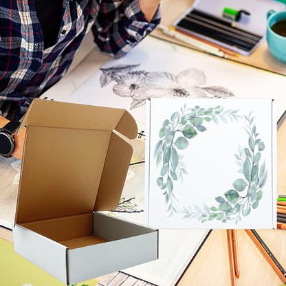 7 x7 x2 Inch Shipping Boxes Set of 25,White Corrugated Cardboard Mailers - size: 7x7x2 inches