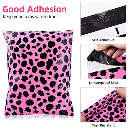10x13 Inch Poly Mailers, Pink Leopard, 100 Pack Self Sealing - color: Pink Leopard