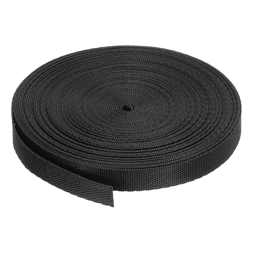 MECCANIXITY Flat Nylon Webbing Strap 3/8 Inch 10 Yards Black - color: Black, size: 3/8 Inch x 10 Yards
