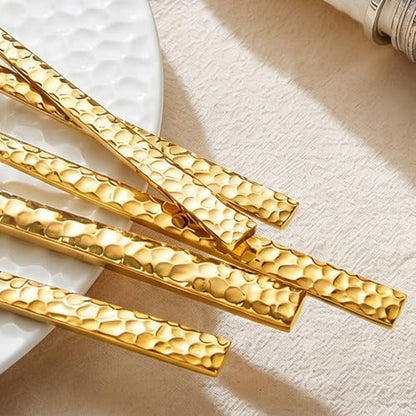 60 Piece Gold Silverware Set,18/10 Stainless Steel Hammered Flatware for 12 - color: Gold, size: 60-Piece