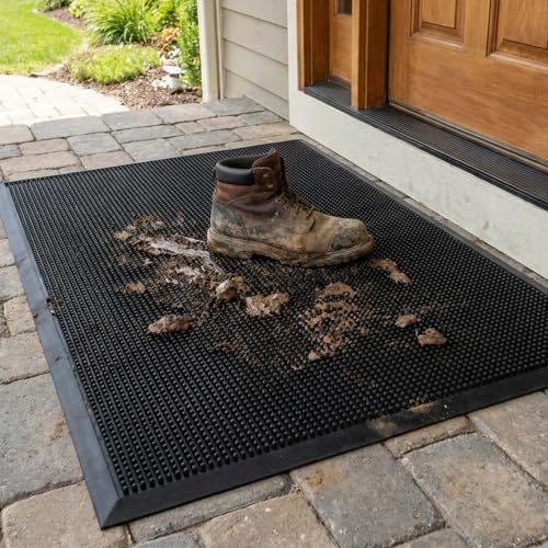 Outdoor Entrance Front Doormat, 32x39 Rubber Heavy Duty Mat
