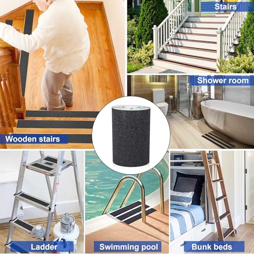BOMEI PACK Black Anti Slip Tape, 8 Inch x 33 Foot Non-Slip Traction Grip Tape for Stairs, Waterproof Stair Treads Grip Non Slip, Non Skid Tape for Steps, Outdoor Black Grip Tape - size: 200mm