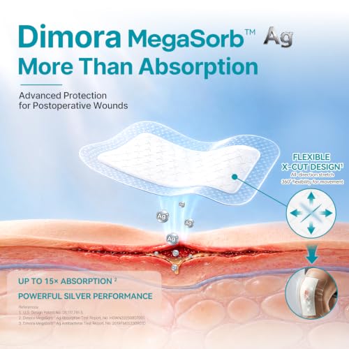 Dimora Silver Silicone Foam Dressing 4"x6" Ag Wound Care - size: 4"x6" Ag(10 PCS)