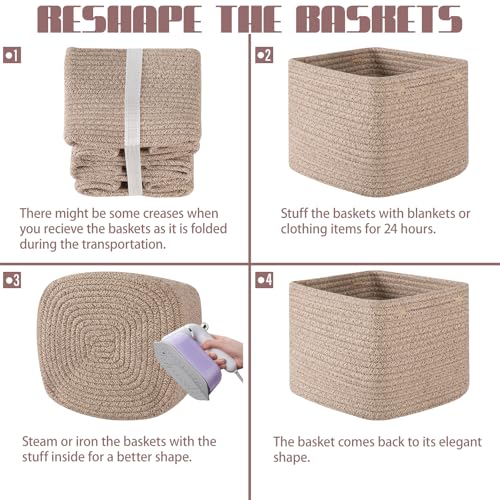 OIAHOMY 3 PACK Cube Storage Bins Storage Baskets Shelf Bins Brown - color: Brown