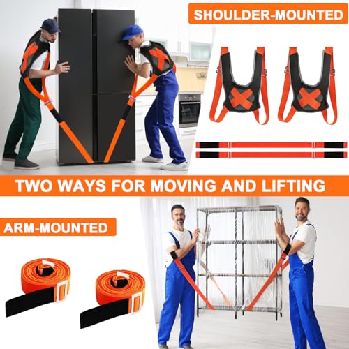 Moving Straps, 2-Person Adjustable Shoulder Moving Lifting Straps and 1-Person Handle Lifting System, Safety Easily for Moving Furniture, Appliances, Mattresses Heavy Objects up to 880lbs - color: Orange
