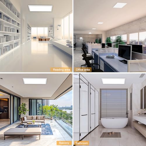 GT-Lite 4 Pack 1'x4' 4500 Lumen LED Flat Panel,Flush Mount,5 CCT,3 Brightness,Dim,CRI 90 for Living Room Bedroom Home Office - color: White