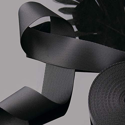 JIAKAI 1.5 Inch Wide 10 Yards Nylon Webbing Strap，Polypropylene Straps for Bags, Hammocks, Outdoor Climbing and DIY Making Luggage Strap, Pet Collar, Backpack Repairing（Black） - size: 1.5Inch