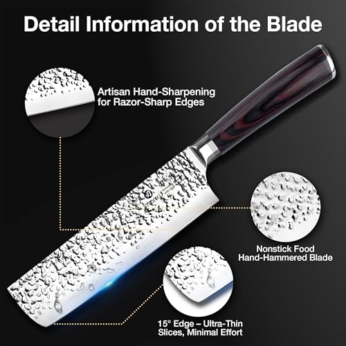 imarku Nakiri Knife 7 Inch,Razor Sharp Japanese Kitchen knife Chef Knife - color: Dark Brown/Coffee