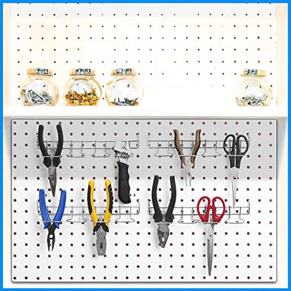 Coume 4 Pcs Pegboard Tool Holder Hooks for Screwdriver Pliers, Silver - color: Silver