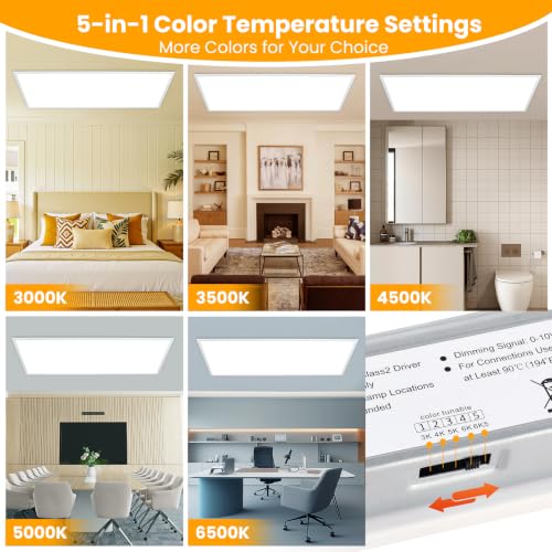 2 Pack 2x4 LED Flat Panel Light, 5CCT Selectable,0-10V Dimmable, 9630LM/72W - color: 2 Pack, size: 2-foot X 4-foot