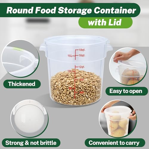 4 Pack 18 Qt Round Food Storage Containers with Lids, Translucent - color: 18 Quarts