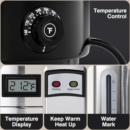 Commercial Coffee Urn, 110-Cup 16L Fast Brew Stainless Steel Hot Beverage Dispenser with Thermometer-Electric Hot Water Urn for Wedding, Party, Catering Events with Easy Cleaning(Double Wall)