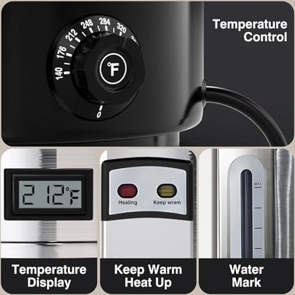 Commercial Coffee Urn, 110-Cup 16L Fast Brew Stainless Steel Hot Beverage Dispenser with Thermometer-Electric Hot Water Urn for Wedding, Party, Catering Events with Easy Cleaning(Double Wall)