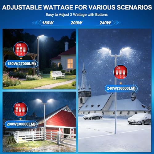 240W LED Parking Lot Light 36000LM 5000K Dusk to Dawn Pole Mount - size: 240W/1Pack