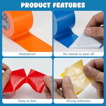 6 Rolls Rainbow Colored Duct Tape 2" x 15Yd Heavy Duty Waterproof Tape